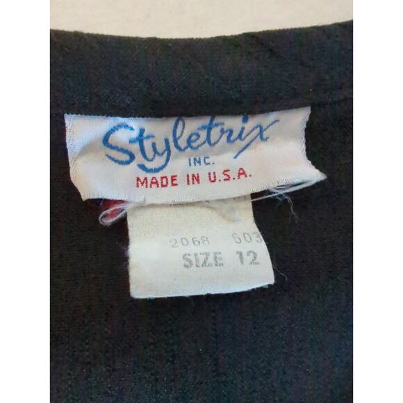 VTG Styletrix Black Open Front Light Weight Blazer Jacket women's size 12 U.S.A. - Picture 2 of 5